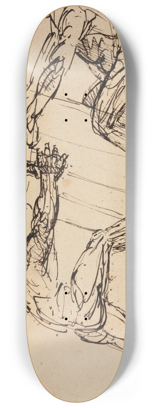 Benjamin Robert Haydon - Study of Two Male Nudes 8.25 inch art skate deck