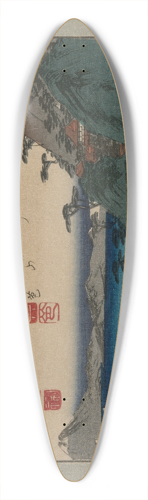 And Hiroshige - Evening Bell at Mii Temple, from the series Eight Views of Omi Province 39.3 inch art pintail longboard deck
