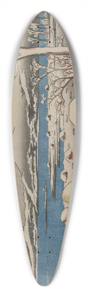 And Hiroshige - Evening Snow at Uchikawa, from the series Eight Views of Kanazawa 39.3 inch art pintail longboard deck