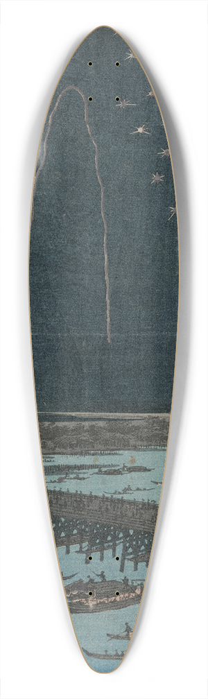And Hiroshige - Fireworks at Rygoku, from the series One Hundred Views of Famous Places in Edo 39.3 inch art pintail longboard deck