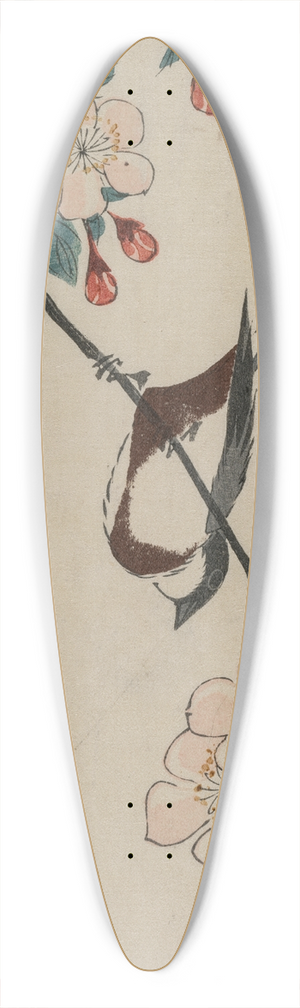 And Hiroshige - Small Bird (Swallow ?) on Cherry Branch 39.3 inch art pintail longboard deck