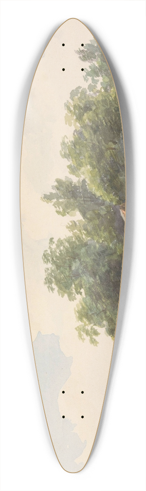 Andreas Schelfhout - Landschap met schuur en in de verte een herder met schapen 39.3 inch art pintail longboard deck