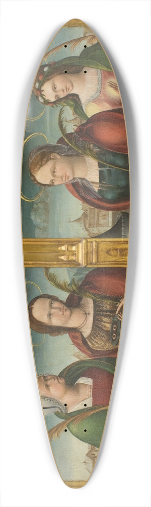 Andrs de Melgar - Saints Apollonia, Lucy and Barbara and another Holy Martyr 39.3 inch art pintail longboard deck Andrs de Melgar - Saints Apollonia, Lucy and Barbara and another Holy Martyr 39.3 inch art pintail longboard deck