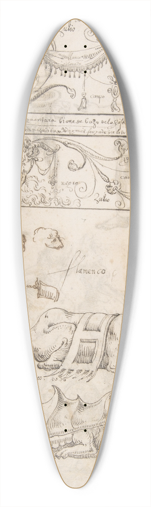 Andrs de Melgar - Three Candelabra Grotesques 39.3 inch art pintail longboard deck