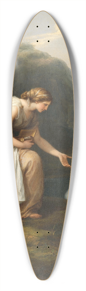 Angelica Kauffmann - Immortalia, the nymph of immortality, receiving nameplates from two swans 39.3 inch art pintail longboard deck