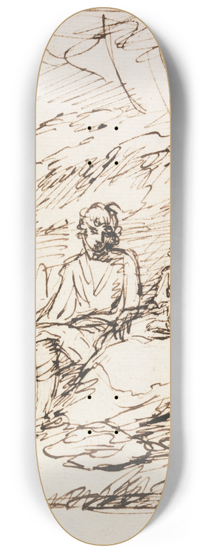 Benjamin West - Man and Woman Holding Baby, Seated on Bank 8.25 inch art skate deck