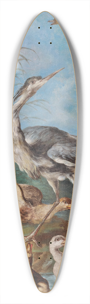 Angelo Maria Crivelli - A heron and ducks near a pond 39.3 inch art pintail longboard deck