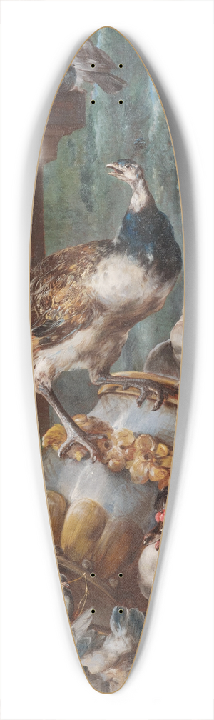 Angelo Maria Crivelli - A peacock, pigeons, ducks and rabbits in an idealised landscape 39.3 inch art pintail longboard deck