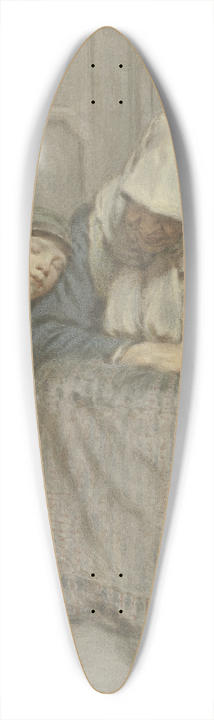 Angilbert Gbel - Frau mit Knabe vor einer Tre schlafend 39.3 inch art pintail longboard deck
