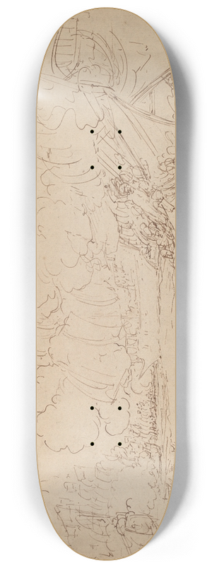 Benjamin West - Study for The Battle of La Hogue (recto) 8.25 inch art skate deck