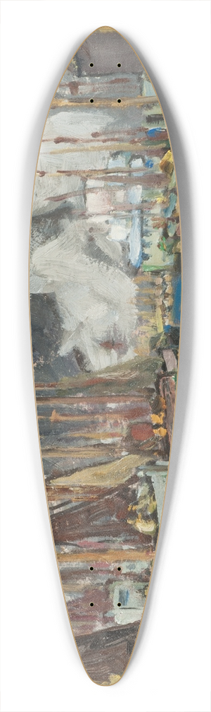 Anna Boberg - Among the Fishing Boats in Svolvaer. Study from Lofoten 39.3 inch art pintail longboard deck