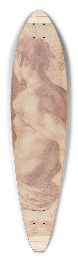 Annibale Carracci - Back View of a Seated Nude Youth Facing Left 39.3 inch art pintail longboard deck
