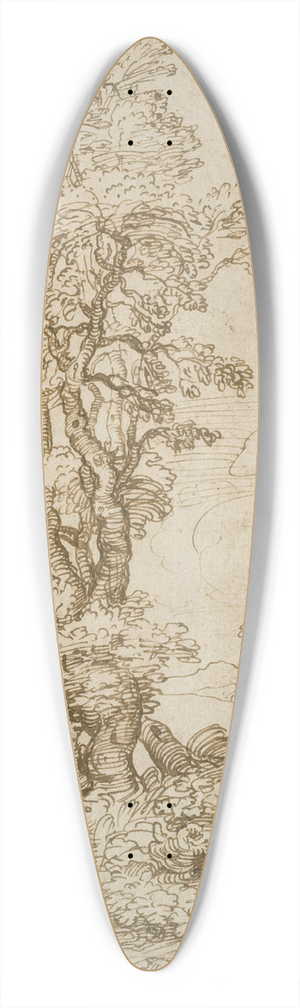 Annibale Carracci - Landscape with Man Sleeping beneath Tree 39.3 inch art pintail longboard deck