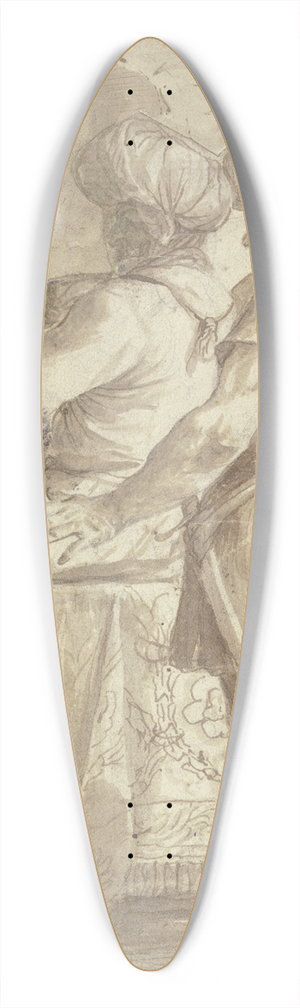 Annibale Carracci - Zwei Trken, auf einem Thron nach links sitzend, hinter ihnen ein Wchter mit aufgesttztem Speer, alle Figuren in Dreiviertelrckenansicht 39.3 inch art pintail longboard deck
