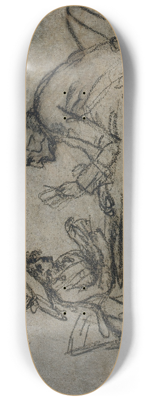 Benjamin West - Woman and Man Playing Cards (verso) 8.25 inch art skate deck