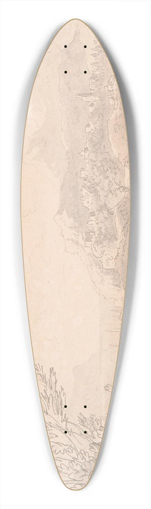Anthony Devis - Estuary with Castle and village 39.3 inch art pintail longboard deck