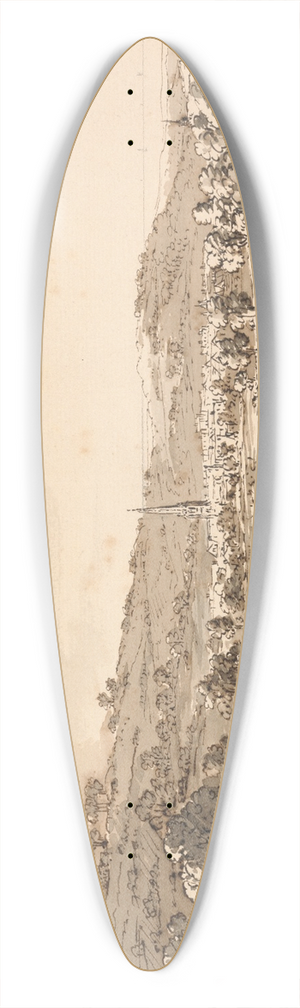 Anthony Devis - Village Seen from Across a Lake 39.3 inch art pintail longboard deck