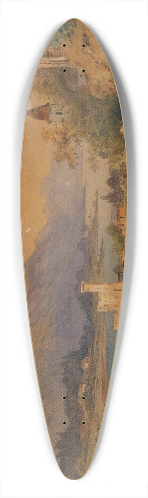 Anton Altmann the younger - A view of Lake Wolfgang with the light-house 39.3 inch art pintail longboard deck