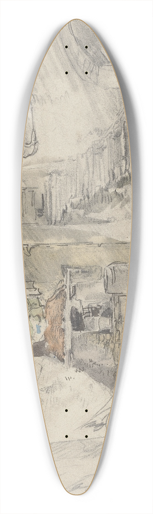 Anton Burger - Hof neben Bauernhaus mit Treppe 39.3 inch art pintail longboard deck