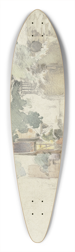 Anton Burger - Village road in Kronberg 39.3 inch art pintail longboard deck