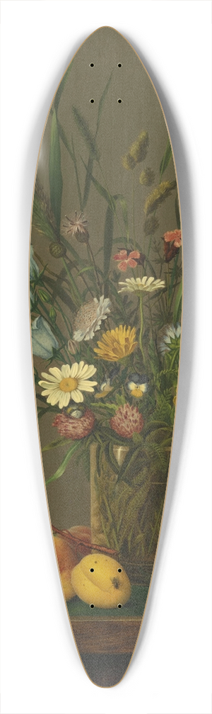 Anton Hartinger - Flowers in a Glass Vase and an Arrangement of Fruit 39.3 inch art pintail longboard deck