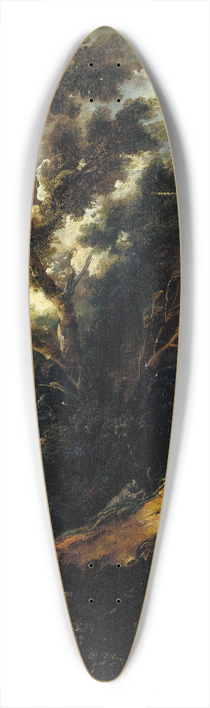 Antonio Francesco Peruzzini - Landscape with a Reading and a Praying Franciscan 39.3 inch art pintail longboard deck