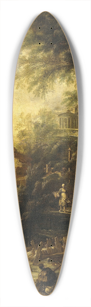Antonio Francesco Peruzzini - Landscape with Hermit, Pilgrim and Peasant Woman 39.3 inch art pintail longboard deck