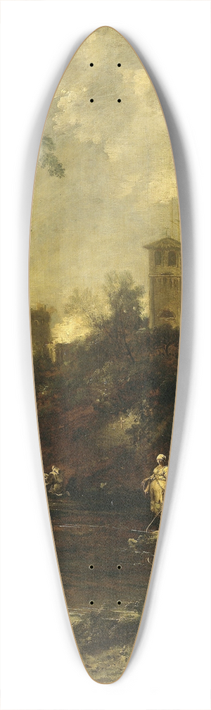 Antonio Francesco Peruzzini - Landscape with Monks, Pilgrim and Peasant Woman 39.3 inch art pintail longboard deck