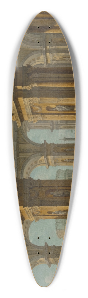 Antonio Joli - A capriccio of Rome with the Colusseum and Arch of Titus 39.3 inch art pintail longboard deck