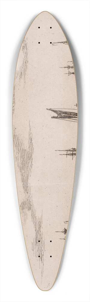 Anton Melbye - Ships and boats in calm weather by the coast 39.3 inch art pintail longboard deck