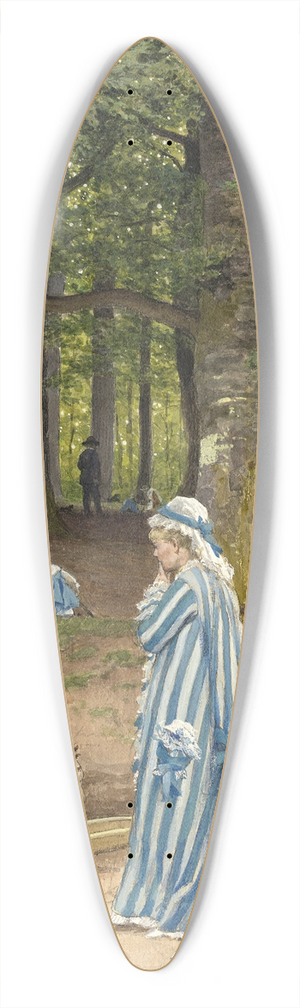 Anton von Werner - The Artists Wife and Daughters in a Park at Heringsdorf 39.3 inch art pintail longboard deck
