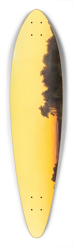 ANTON ZWENGAUER - Landscape with Deer at Sunset 39.3 inch art pintail longboard deck