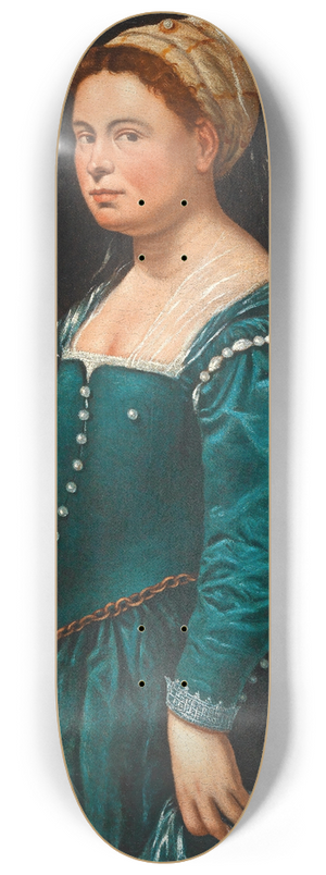 Bernardino Licinio - Portrait Of A Lady In A Green Dress 8.25 inch art skate deck