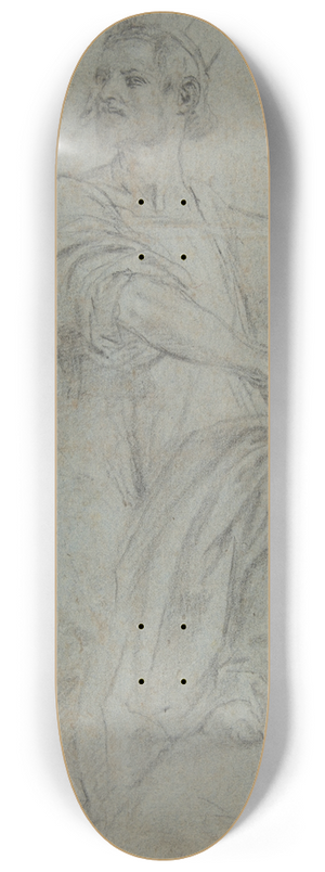 Bernardino Poccetti - Seated Crowned Male Figure Holding a Book or Scroll 8.25 inch art skate deck