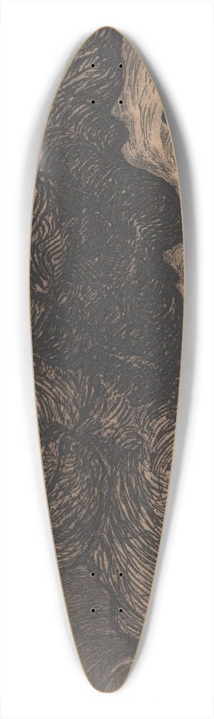 Armand Seguin - Comorans volant au-dessus des vagues (Swan flying over crashing waves) 39.3 inch art pintail longboard deck