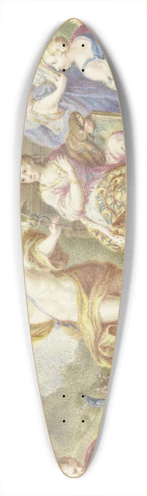 Arnold Houbraken - Merkur zeigt den Knsten den Weg zu einem auf einer steilen Anhhe stehenden Heiligtum 39.3 inch art pintail longboard deck