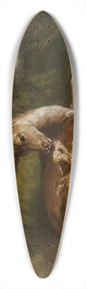 Arthur Fitzwilliam Tait - Deer and Fawn 39.3 inch art pintail longboard deck