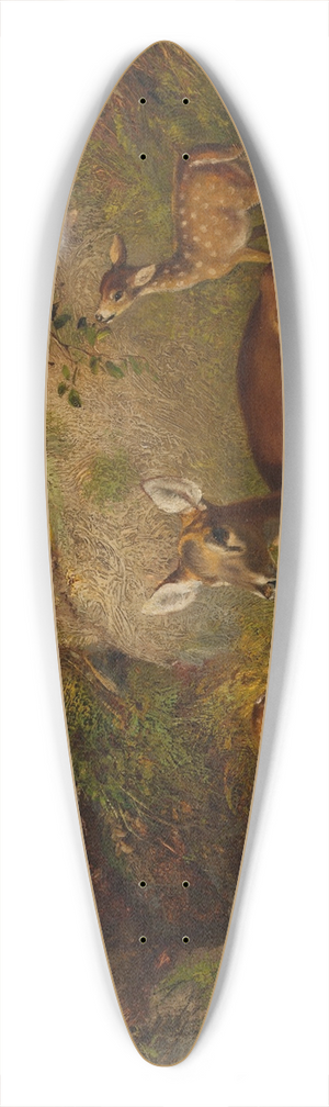 Arthur Fitzwilliam Tait - Doe and Two Fawns 39.3 inch art pintail longboard deck