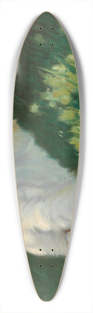 Arthur Heyer - White Cat and Butterflies 39.3 inch art pintail longboard deck
