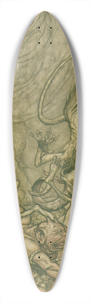 Arthur Rackham - Into the bottomless pit he fell slap. 39.3 inch art pintail longboard deck