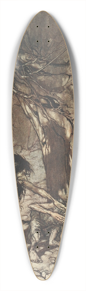 Arthur Rackham - Mime, howling. Ohe! Ohe! Oh! Oh! 39.3 inch art pintail longboard deck Arthur Rackham - Mime, howling. Ohe! Ohe! Oh! Oh! 39.3 inch art pintail longboard deck