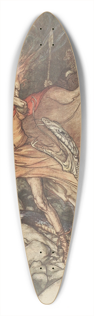 Arthur Rackham - Ohe! Ohe! Horrible dragon, O swallow me not! 39.3 inch art pintail longboard deck Arthur Rackham - Ohe! Ohe! Horrible dragon, O swallow me not! 39.3 inch art pintail longboard deck