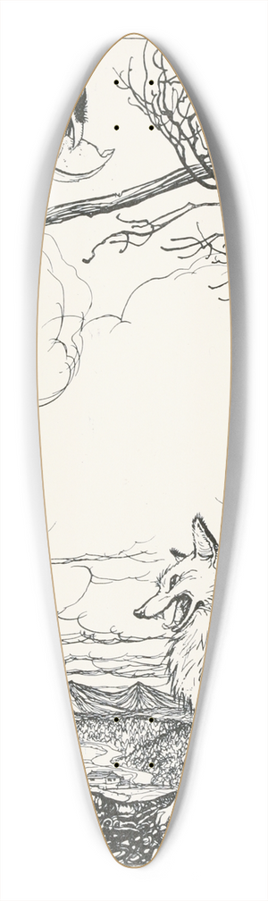 Arthur Rackham - The Fox and the Crow 39.3 inch art pintail longboard deck