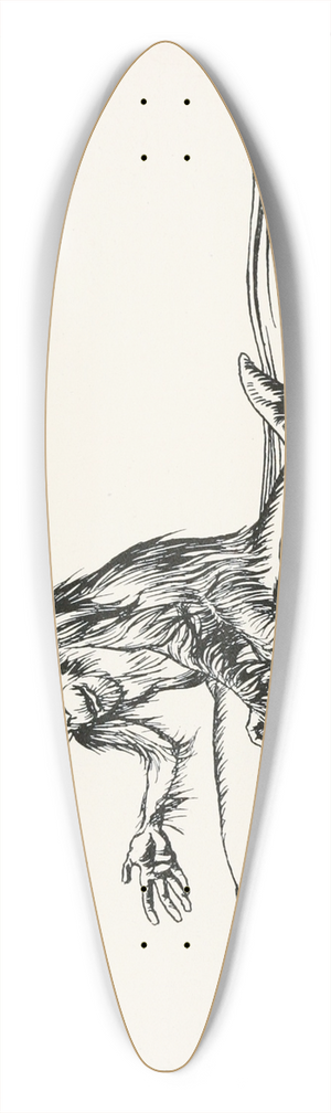 Arthur Rackham - The Monkey and the Dolphin 39.3 inch art pintail longboard deck