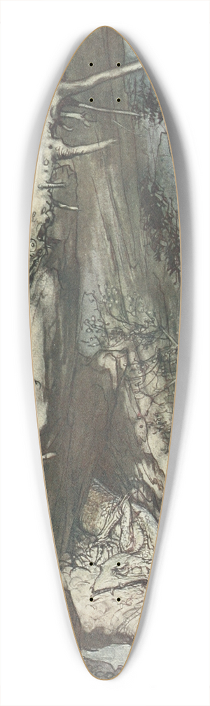 Arthur Rackham - There as a dread Dragon he sojourns, and in a cave keeps watch over Alberichs ring 39.3 inch art pintail longboard deck Arthur Rackham - There as a dread Dragon he sojourns, and in a cave keeps watch over Alberichs ring 39.3 inch art pintail longboard deck