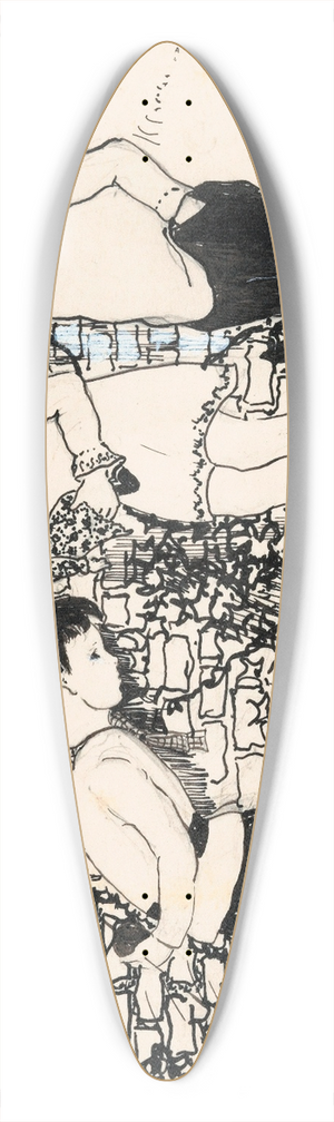 A. Tinbergen - Drie kinderen kijken naar een gevallen vogel 39.3 inch art pintail longboard deck