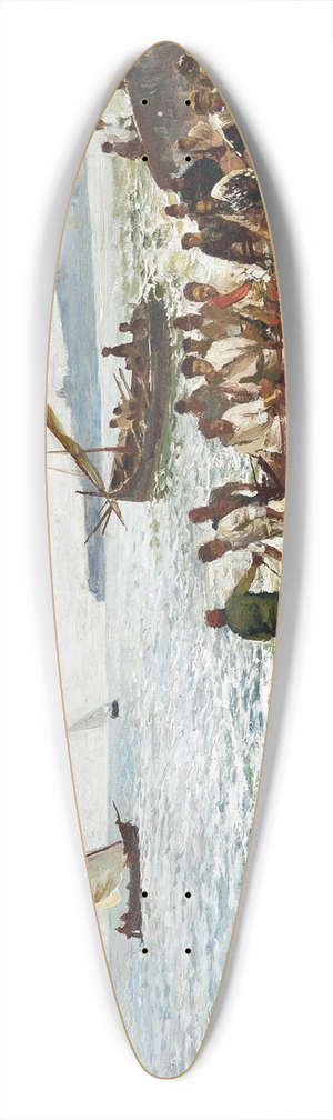 Attilio Pratella - Drawing in the nets 39.3 inch art pintail longboard deck Attilio Pratella - Drawing in the nets 39.3 inch art pintail longboard deck