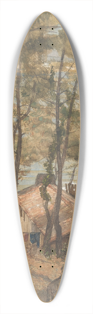 August Alleb - Gezicht vanaf een heuvel op een huisje aan de golf van Arcachon 39.3 inch art pintail longboard deck August Alleb - Gezicht vanaf een heuvel op een huisje aan de golf van Arcachon 39.3 inch art pintail longboard deck