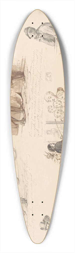 August Alleb - Schetsblad met diverse studies, onder andere van twee honden 39.3 inch art pintail longboard deck