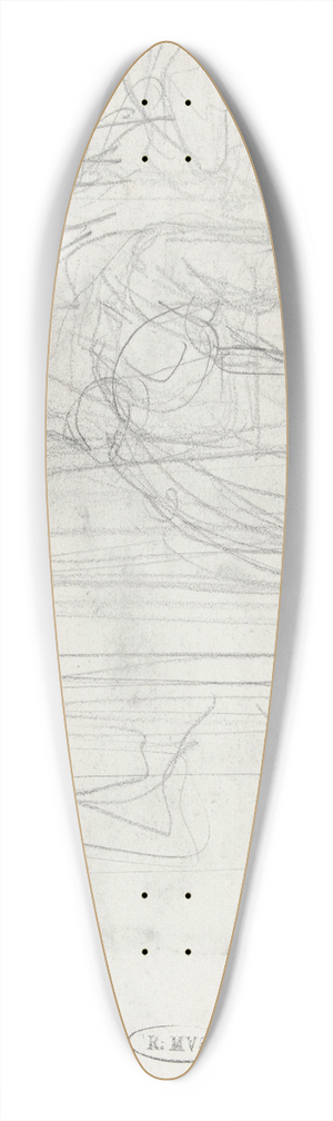 August Alleb - Schets van een zittende man 39.3 inch art pintail longboard deck